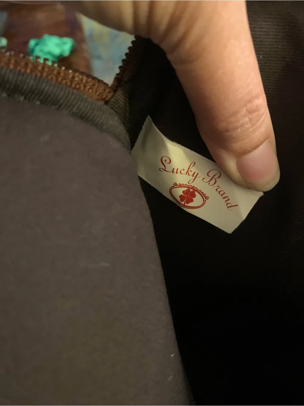 Lucky Brand Brown Leather Embroidered Floral Laptop Bag